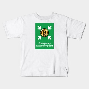 Bitcoin, emergency assembly point colorful vertical Kids T-Shirt